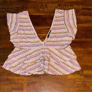 Forever 21 Multicolor Striped Crop Top
